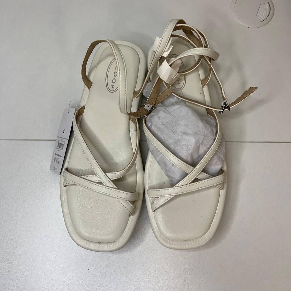 Women's Cream Strappy Square-Toe Sandals